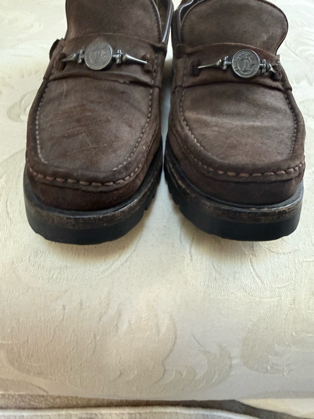 Salvatore Ferragamo Sport Womens 8B Brown Suede Lug Sole Loafers Italy - Picture 4 of 11
